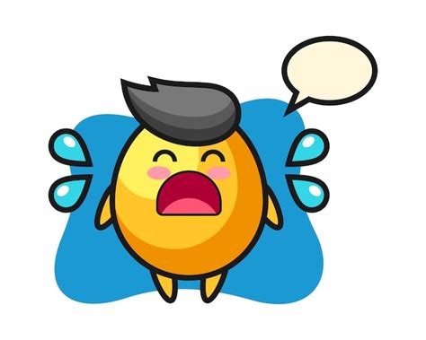 Premium Vector Golden Egg Cartoon Illustration With Crying Gesture