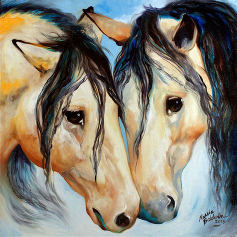 M Baldwin Original Buckskin Wild Horse Equine Oil Painting