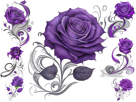 watercolour purple roses clipart cute purple roses png etsy