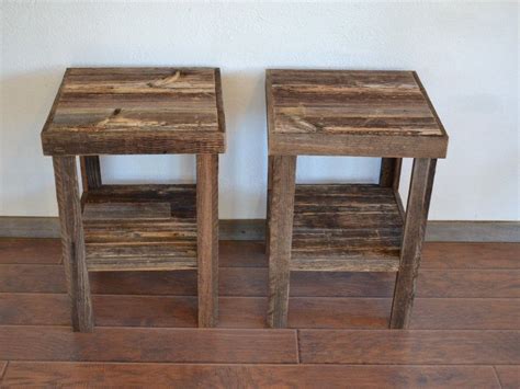 Eco Friendly Barnwood Wood End Table Or Night Stand Pair Wood End