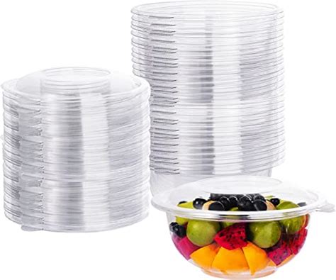 Lullaby 100 Packs 32oz Clear Plastic Salad Bowls With Lids