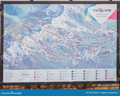 Sochi Russia 25 February 2020 Map Of The Ski Resort With Signs Of