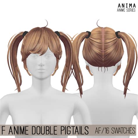 Female Anime Double Pigtails Hair For The Sims 4 By Anima Spring4sims