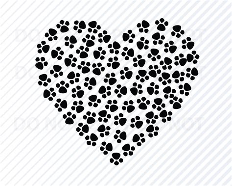 Dog Paw Print Heart Svg Files Dogs Vector Images Clipart Etsy