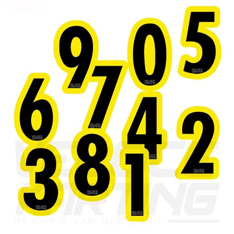 Yellow Number Stickers Veloce Karting Pdb Racing Team New Zealand
