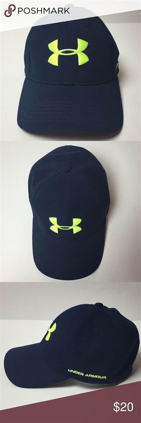 Under Armour Mens Blue Cap Logo Hat Fitted Ml Blue Man Under Armour