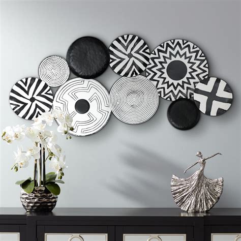 Newhill Designs Abstract Discs 45 1 4 Wide Black And White Metal Wall Art