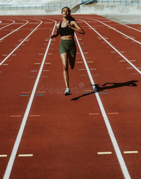 Woman Runner Training A Running Track Stock Image Image Of Speed