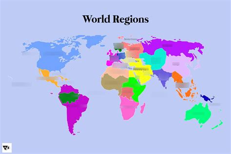 World Map With Regions Labeled Map