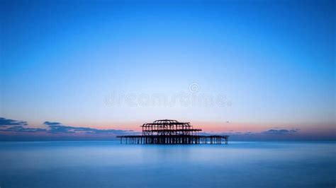 The West Pier Of Brighton After Sunset England Uk Stock Image Image