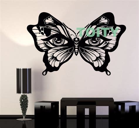 Vinyl Wall Decal Butterfly Insect Womens Eyes Art Decor Sticker Home