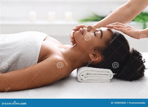 Facial Spa Massage For Young African Lady Stock Image Image Of Cleanse Beautiful 185895685