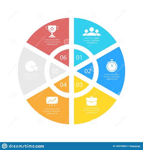Circle Infographic Template With 6 Options For Presentations Or Charts