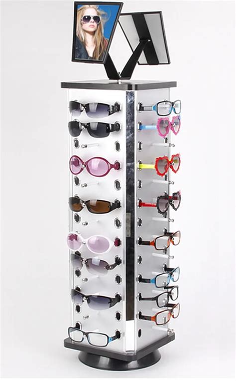 aluminum plastic board eyeglass sunglasses display holder rack stand turnable each distance 0 5