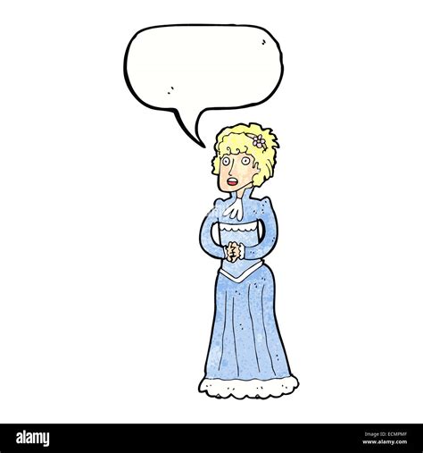 Cartoon Shocked Victorian Woman With Speech Bubble Stock Vector Image