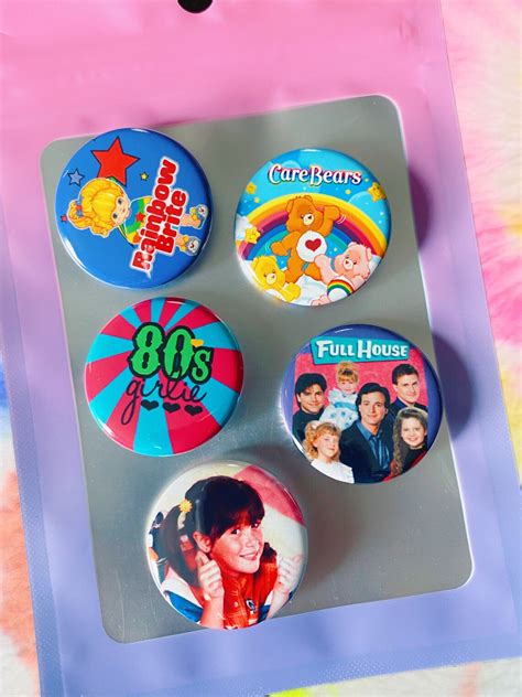 80s Style Pinback Buttons 5 Pack 80s Pins 80s Party 80s Etsy