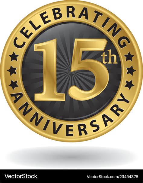 Celebrating 15th Anniversary Gold Label Royalty Free Vector
