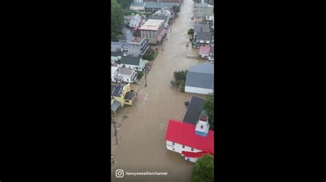 Drone Video Shows Floodwater Rushing Through Ludlow Vermont Latest