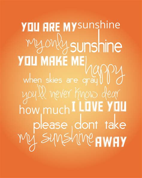 You Are My Sunshine Quote Poem Song 8x10 Childrens Wall
