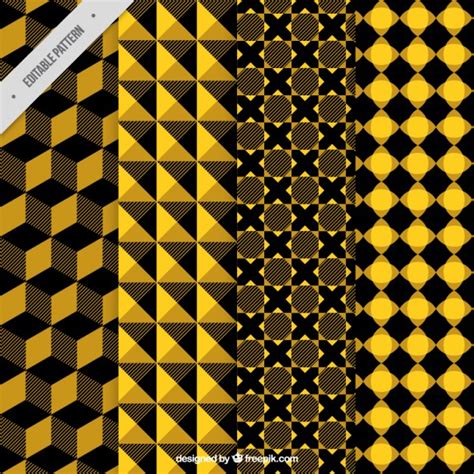 Yellow And Black Abstract Patterns Free Vector