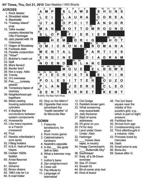 The New York Times Crossword In Gothic 102110 — Block