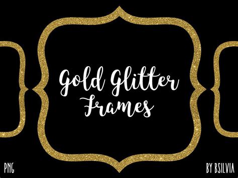 Glitter Frame Glitter Banner Gold Sparkle Gold Glitter Label Clips