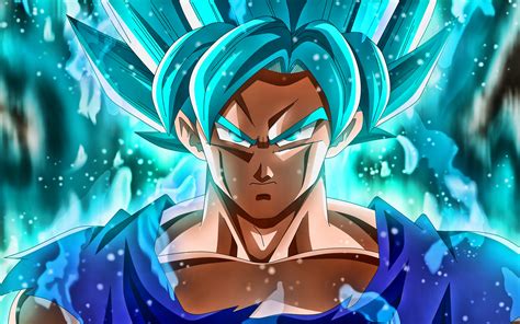 Download Wallpapers 4k Son Goku Close Up Super Saiyan Blue 2019 Blue Fire Dbs Characters