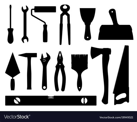 Construction Tools Black Silhouettes Royalty Free Vector