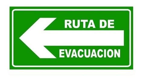 Rotulo Letrero Señalización Ruta De Evacuación 20x40cm Vinil Meses
