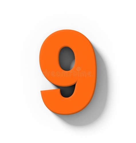 Number 3 3d Orange Isolated On White With Shadow Orthogonal Pr Stock
