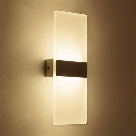 Contemporary Led Sconce Rectangular White Acrylic Lamp Shade Wall Light