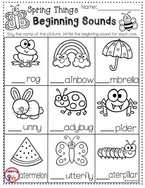Beginning Sounds Spring Worksheet Transitional Kindergarten Phonics