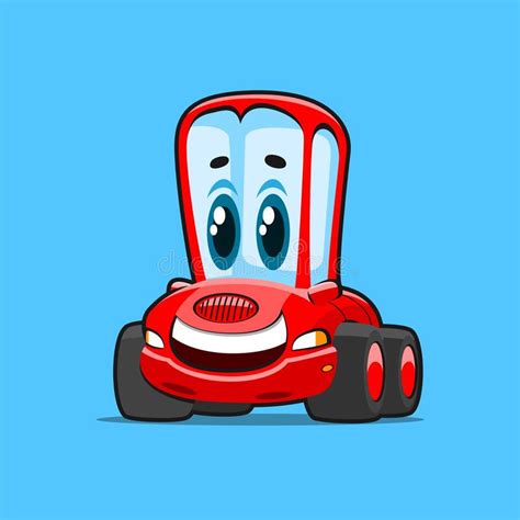 Friendly Smiling Red Cartoon Car Stock Vector Illustration Of Fast