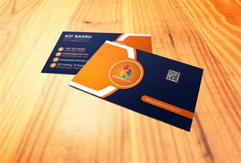 Free Creative Navy Blue And Orange Company Business Card Design