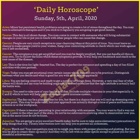 5th April Horoscope 2020 Revive Zone