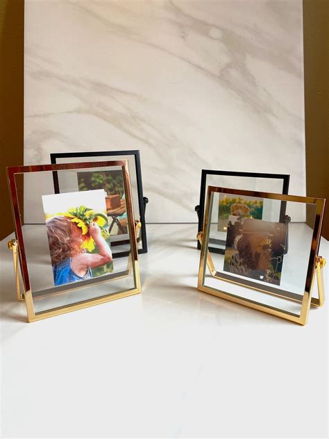 Modern Tabletop Glass Floating Picture Frame 2x2 2x3 4x6 Or Etsy