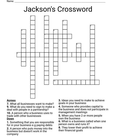 Jacksons Crossword Wordmint