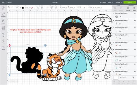 SVG PNG Baby Jasmine With Tiger Aladdin Characters Coloring Etsy