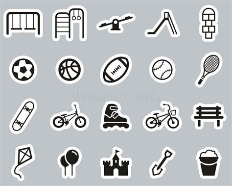 Playground Or Park Icons Black And White Sticker Set Big Stock Vector