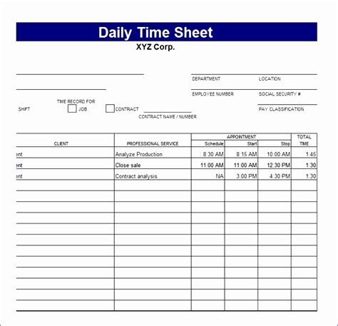 10 Timesheet Template In Excel Excel Templates