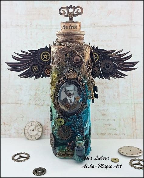 Steampunk Bottle By Aisha Creative Embellishments Altered Art