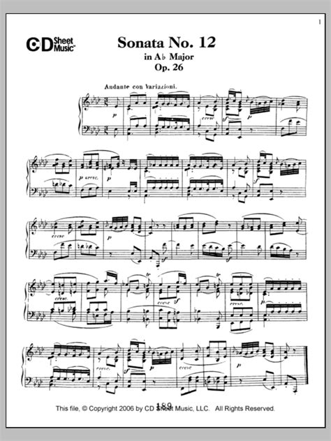 Sonata No 12 In A Flat Major Op 26 Sheet Music Ludwig Van