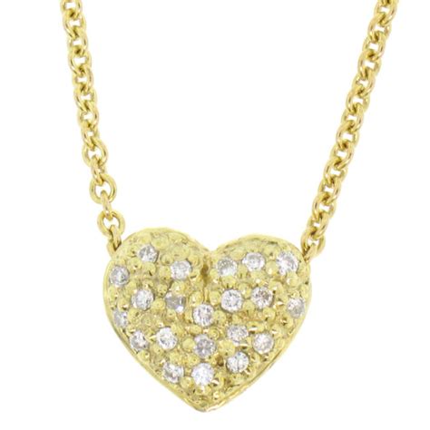 New 14k Yellow Gold 50ctw Reversible Pave Diamond Puffed Heart Pendant