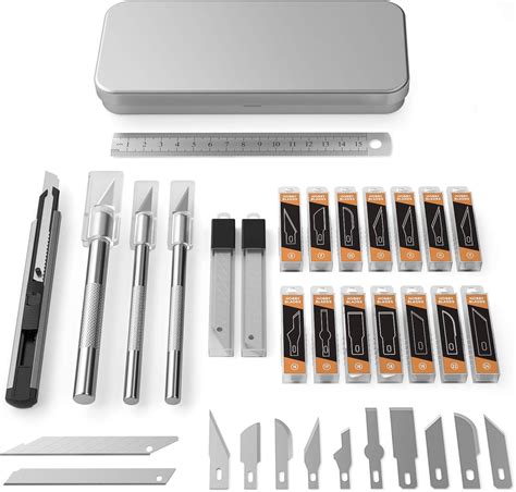 Nicpro 115 Pcs Exacto Knife Set 3 Hobby Art Knife With 110 Various Size