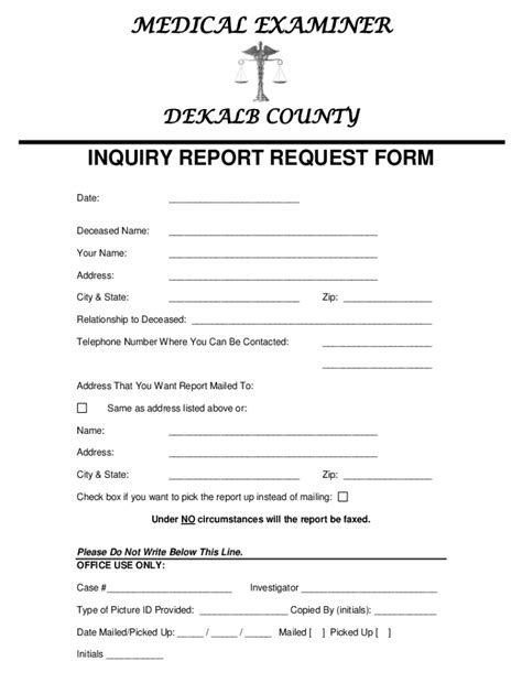 Fillable Online Autopsy Report Request Form Dekalb County Fax Email