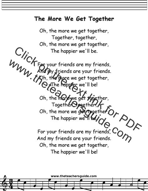 The More We Get Together Lyrics Printout Midi And Video