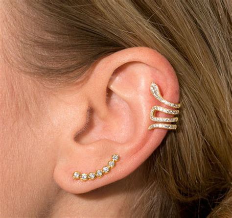 Snake Wrap Ear Cuff In 14k Gold Over Sterling Silver With Czs