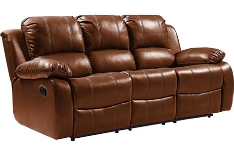 Valencia Genuine Tan Leather 3 Seater Recliner Sofa Furnitureinstore