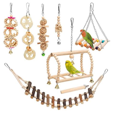 8pcs Bird Cage Accessories Bell Chewing Toy Pet For Small Parakeets