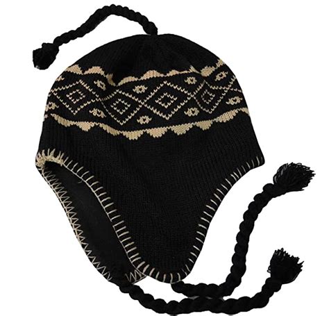 Buy Sw Mens Peruvian Helmet Style Earflap Strings Beanie Knit Hat